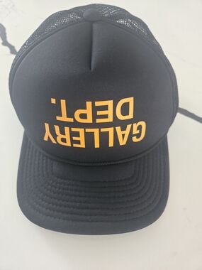 Gallery Dept Black Trucker Hat with Yellow Logo